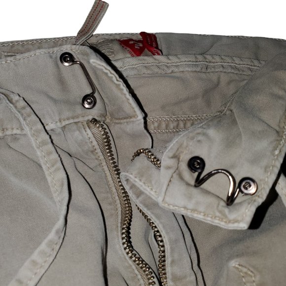 Retro Y2K Guess Jeans Cargo Pants Womens 32 Khaki Flare-Leg Baggy Drawstring - Picture 7 of 10